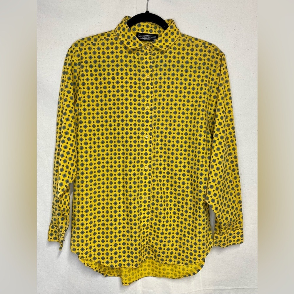 Vintage Mark Stuart Women's 11 /‎ 12 Large Yellow with Blue Geometric Print
